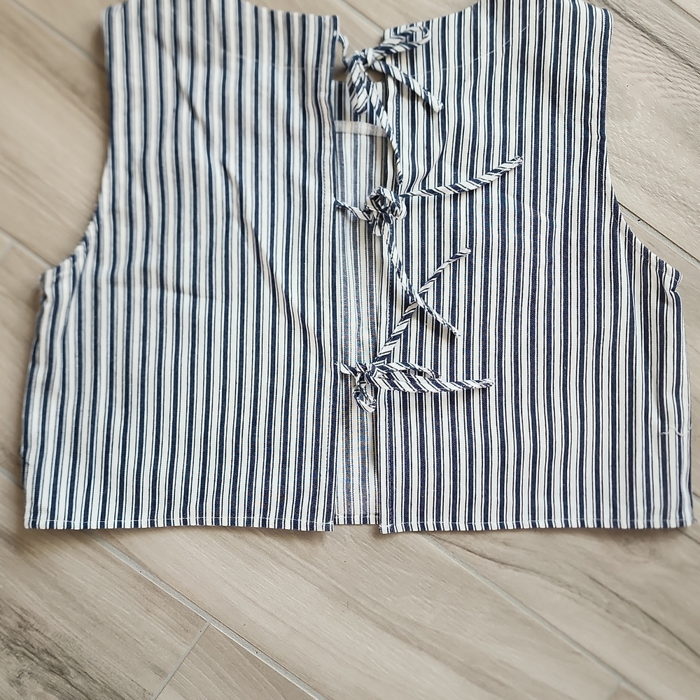 Altar'd State Striped Tie-Back Crop Top
